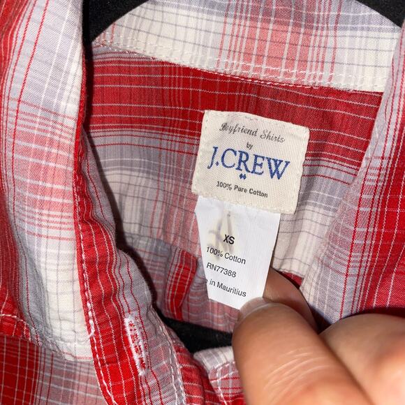 J. Crew Red Plaid Boyfriend Long Sleeve Button Up Shirt Women's Size XS - Picture 4 of 6